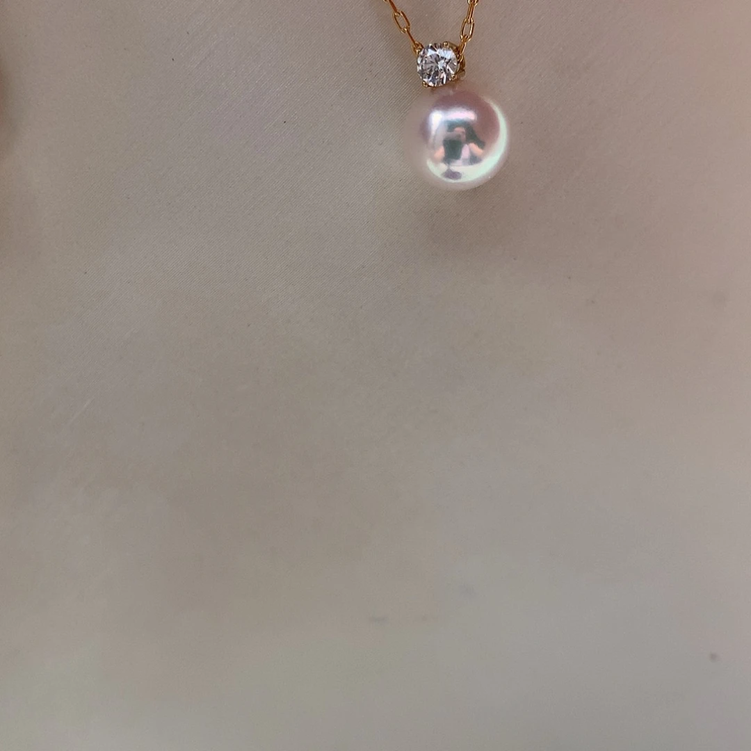 18K金镶嵌海水珍珠8-8.5mm ak戴妃