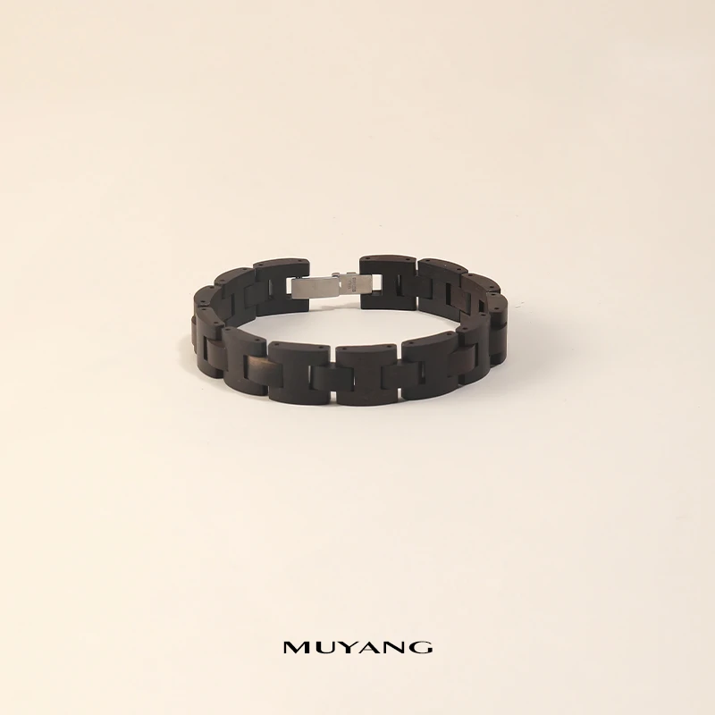muyang/慕阳 钛钢木质手链 气质时尚百搭简约个性檀雾表带