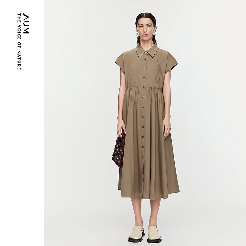 AUM噢姆25年新款夏季气质修身设计感宽松连衣裙M1FZ23756