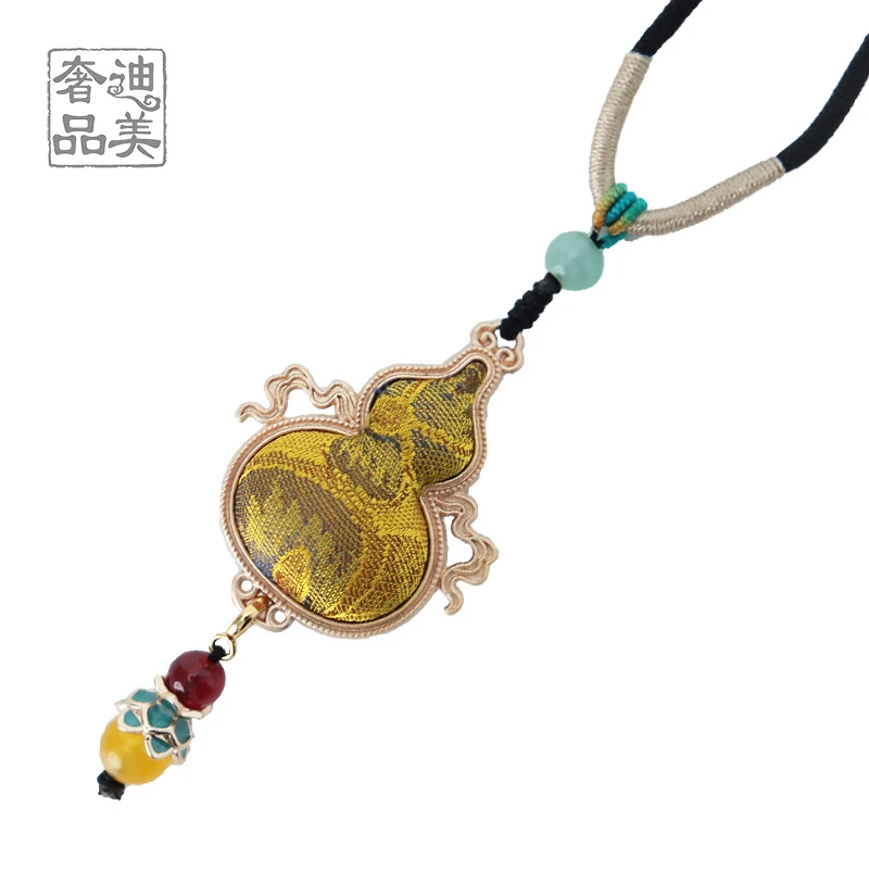 七七-（黄色锦玉纹）香云纱真丝如意锦中式葫芦包包挂饰