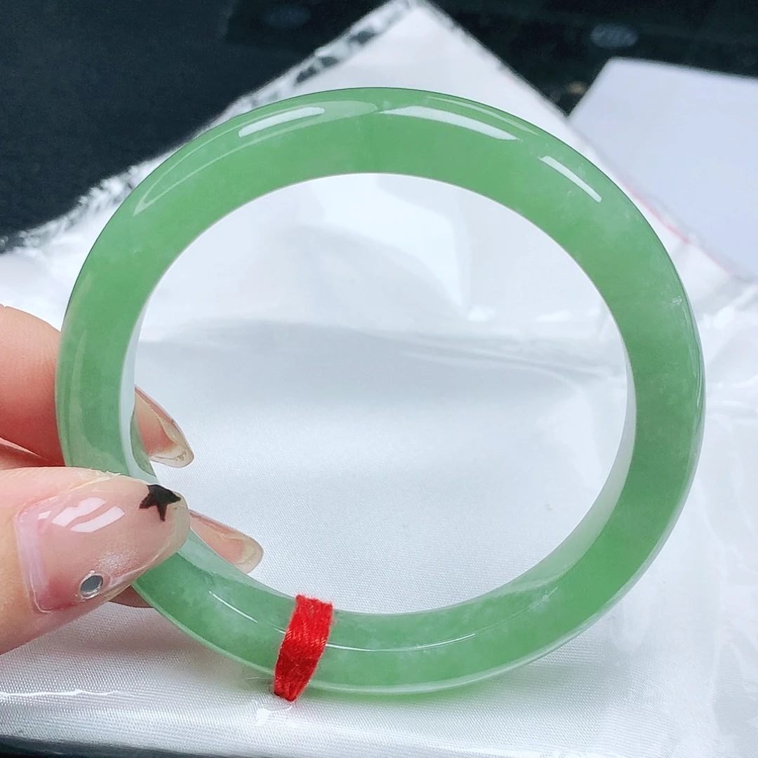 翡翠手镯未镶嵌翡翠54.3果绿窄版