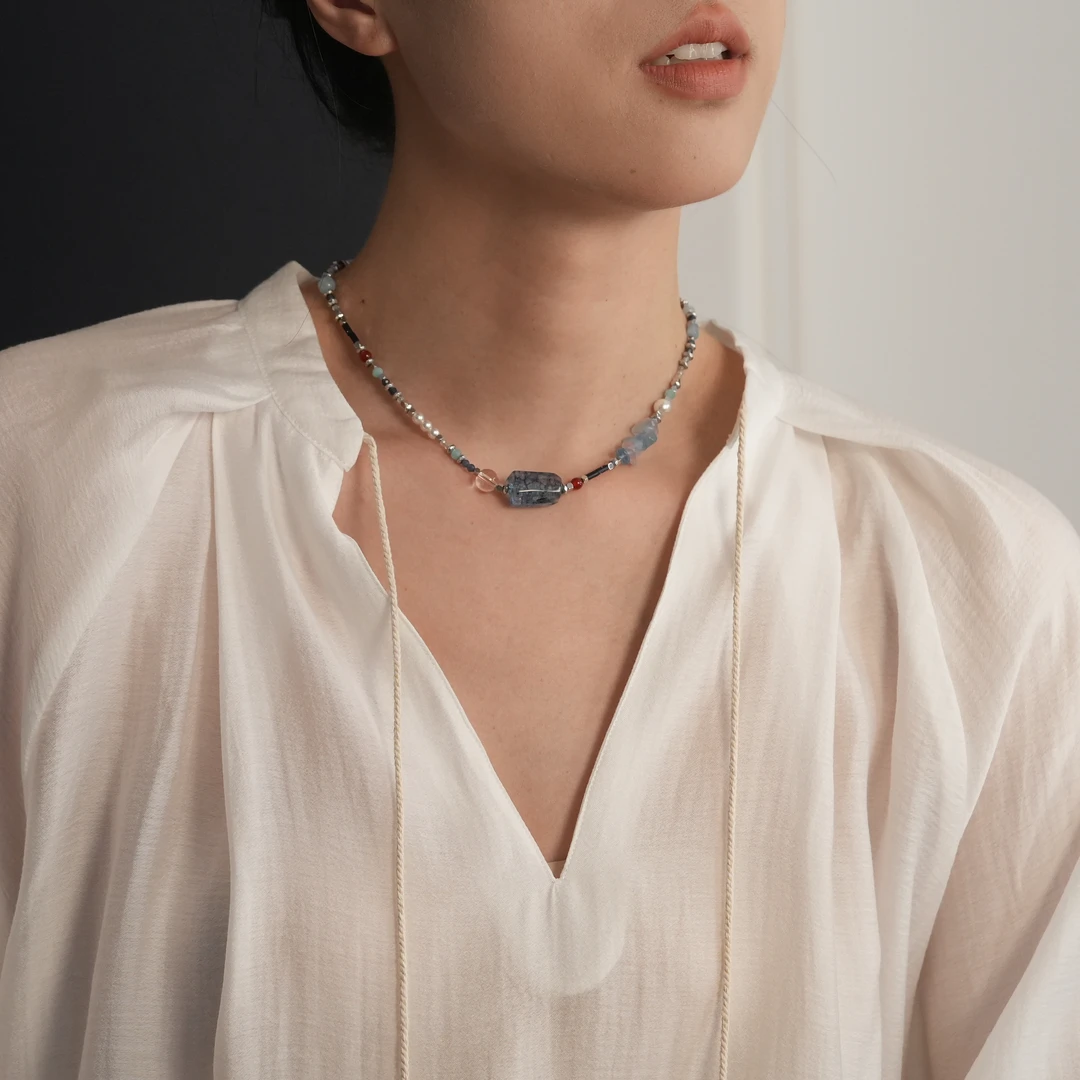 钛钢项链 [冰魄]张十六原创设计手工串珠百搭复古小众法式气质