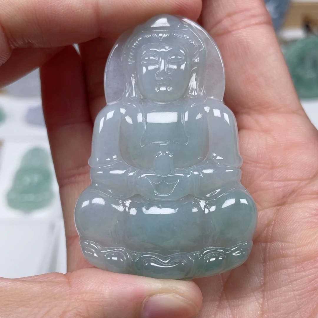 翡翠颈饰未镶嵌天然翡翠A货观音86号