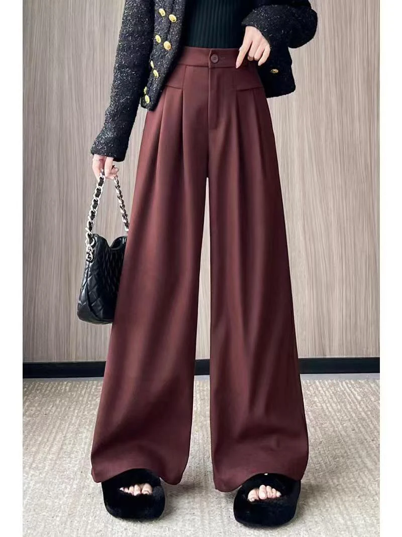 #9566 情人节百搭休闲裤阔腿裤宽松拖地时尚休闲垂感秋冬长裤