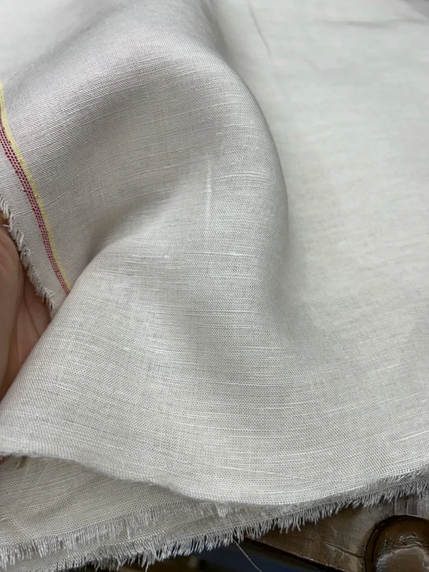 14支亚麻 米杏色 有垂感不透 做西装裤子套装服装面料 门幅140