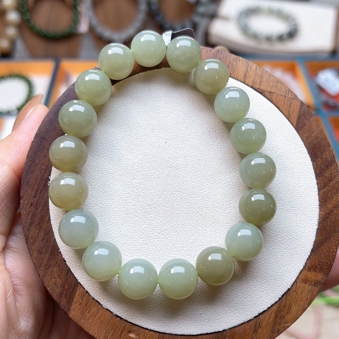 和田玉未镶嵌手串A56卡10.5