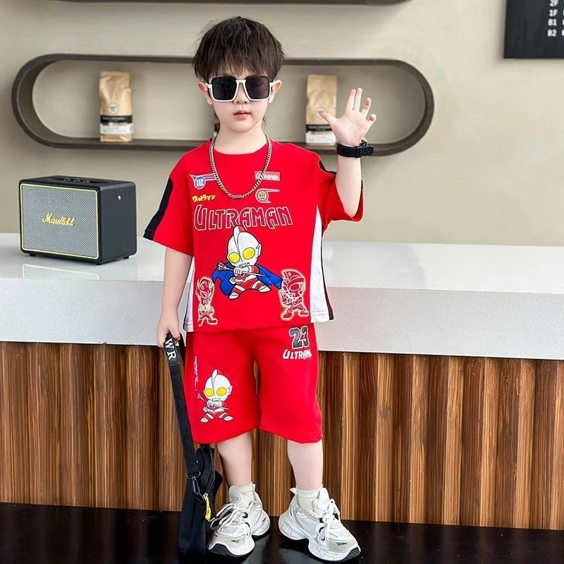 奥特曼衣服男童短袖套装2025新款洋气儿童运动小男孩卡通薄款夏装