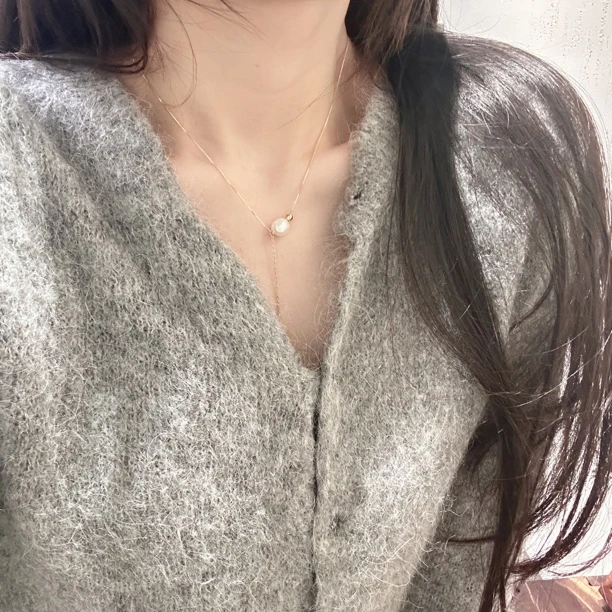 十里间【一颗】简约通勤淡水珍珠线条项链