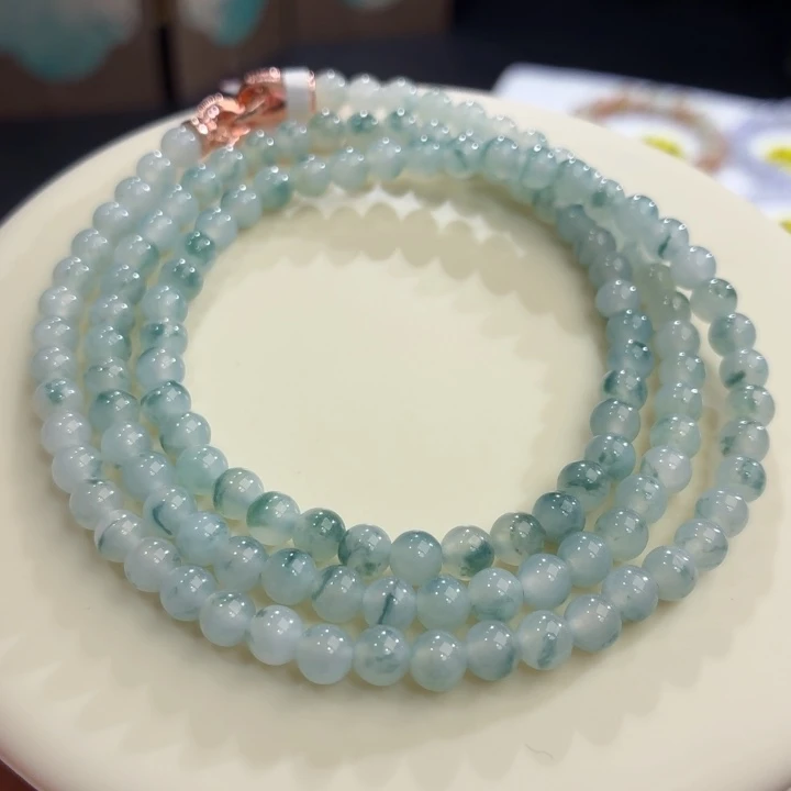 翡翠未镶嵌手链冰胶蓝飘卡5