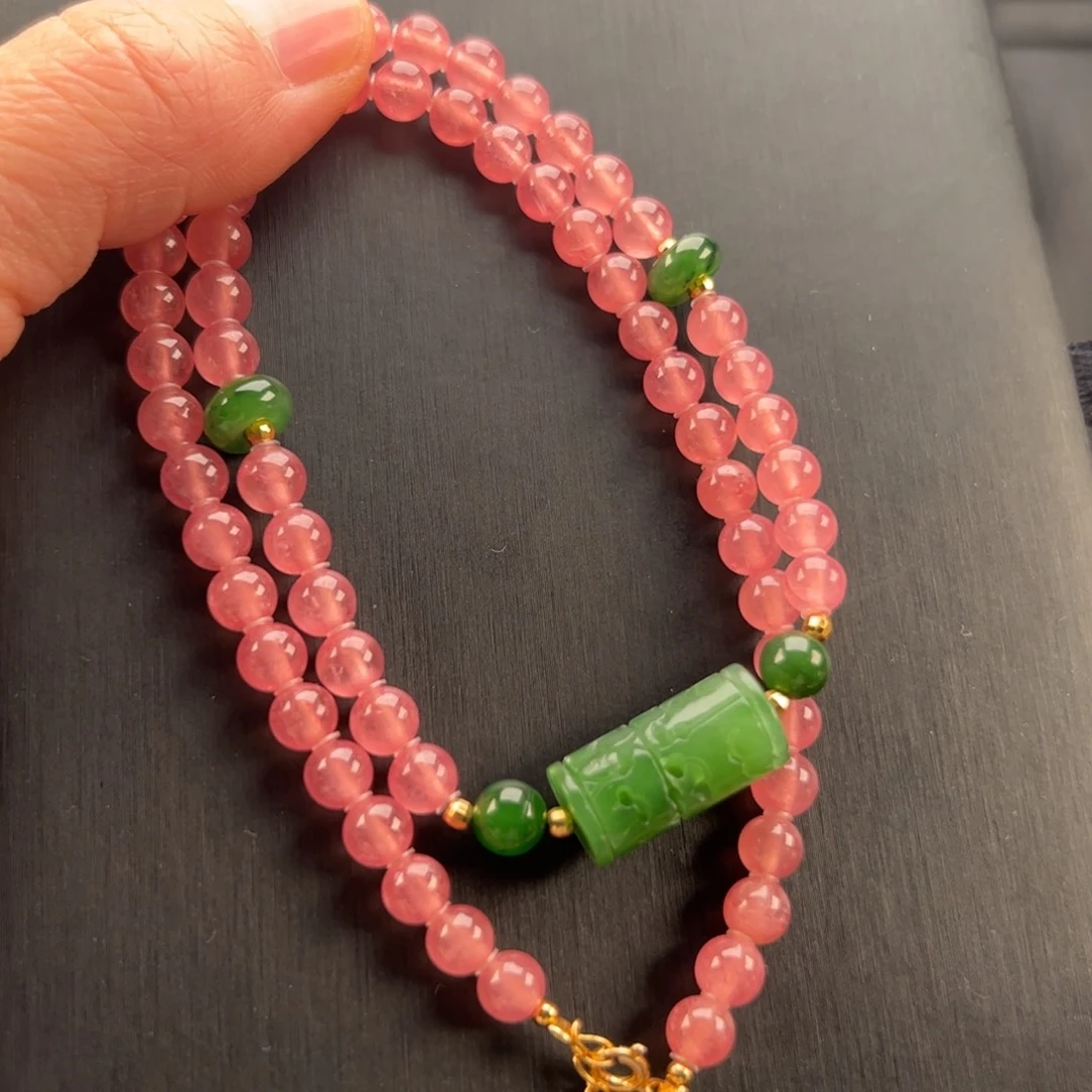 菱锰矿（红纹石）未镶嵌颈饰