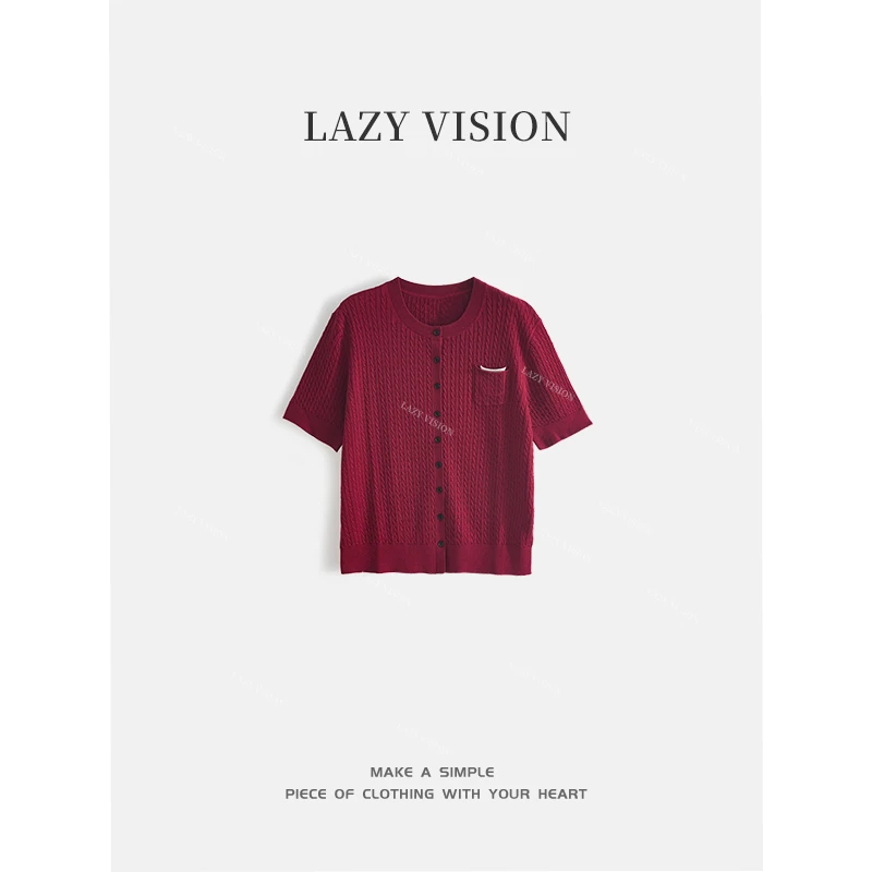 LAZYVISION桑蚕丝‘羊毛’短袖T恤时尚百搭气质显瘦ZMD-26636小小
