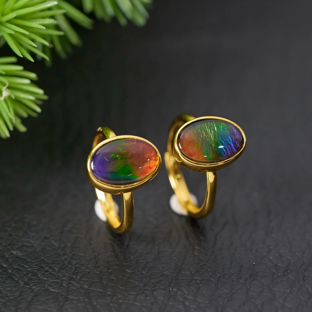 【歪歪】椭圆彩斑石三色戒指（李居明）（多样性发一） I0302