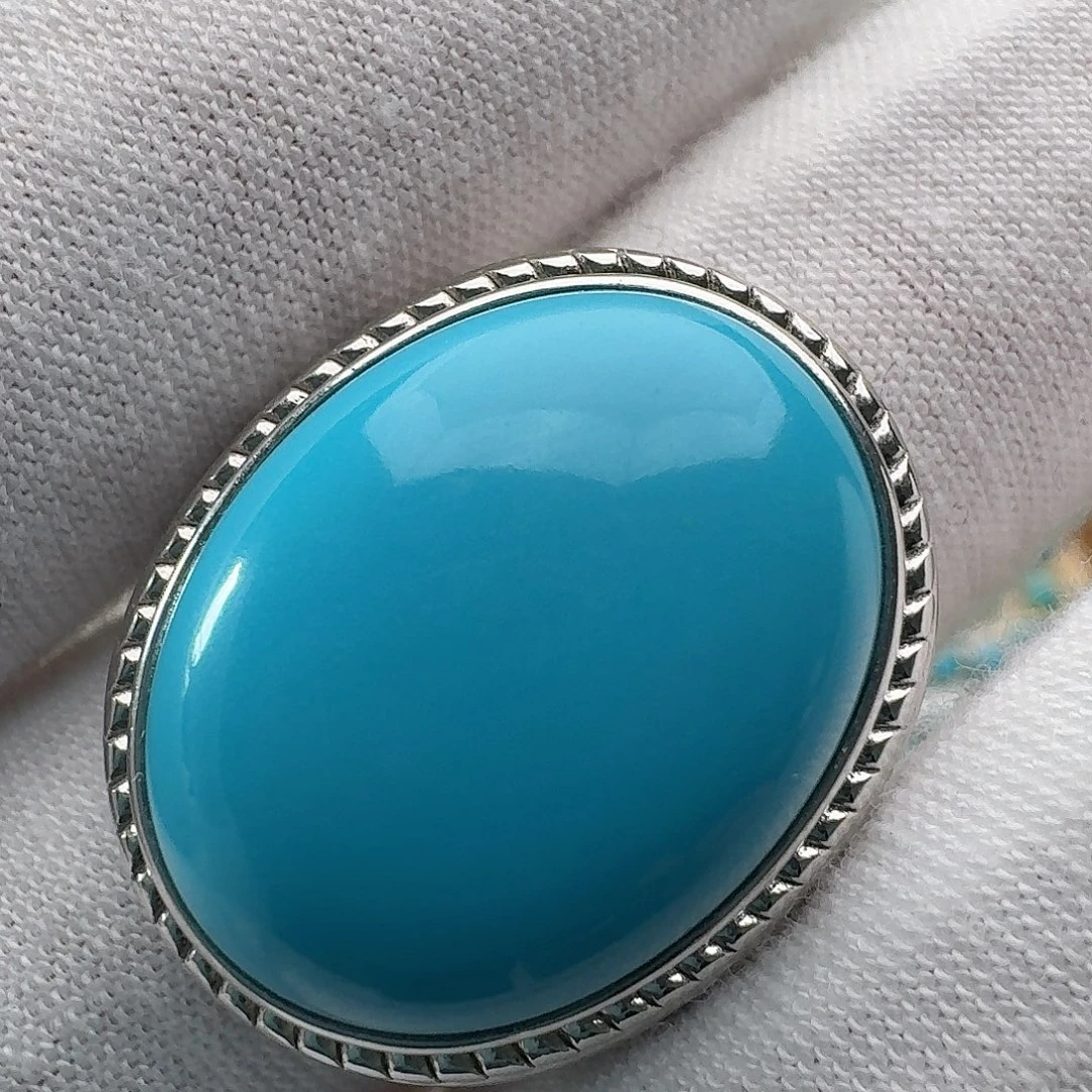 绿松石银S925镶嵌戒指