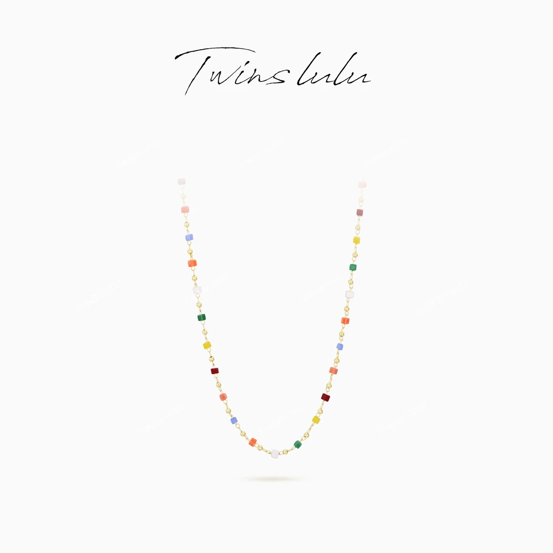 TWINS LULU 出游季 多巴胺百搭气质度假风彩色方形项链TSJ7973
