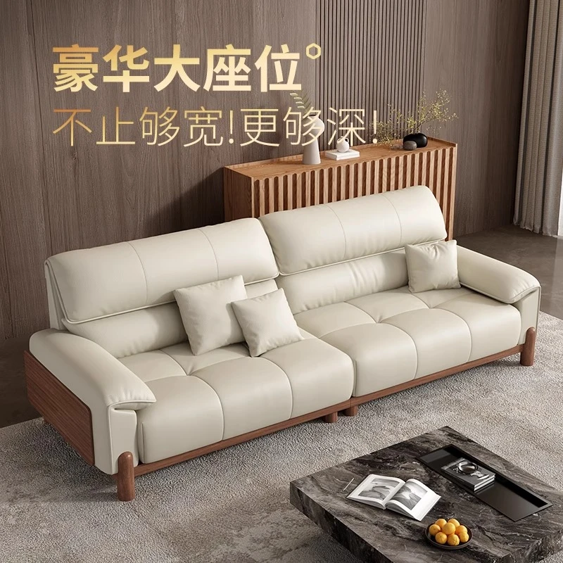 云朵真皮躺躺沙发头层牛皮复古客厅黑色中古太空云
