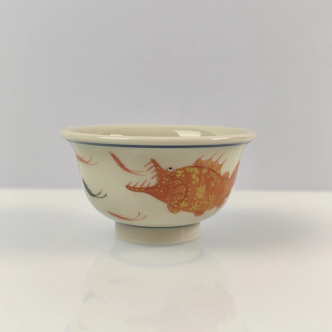 立勤 矾红撒金鱼藻杯 LQ450