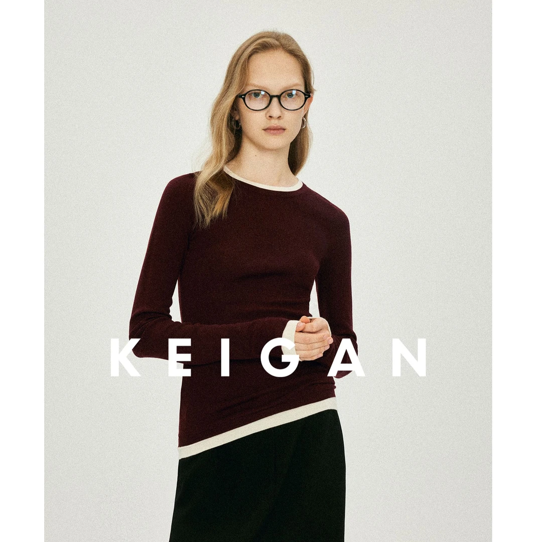 开间/德国BIELLA120s TEC可水洗弹力显瘦撞色两件多领针织衫