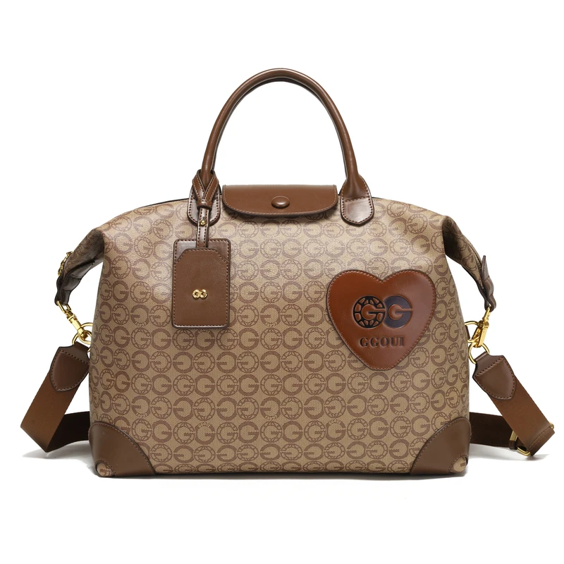 GG男女同款美拉德棕旅行袋登机包衣物包健身包单肩斜挎包G3609