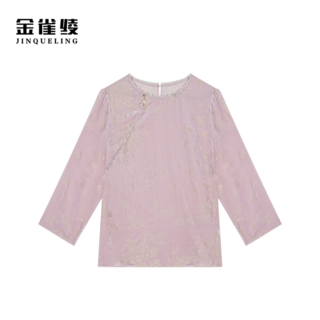 金雀绫【流年】设计师款高级感重工艺丝绒小衫SZA1S052