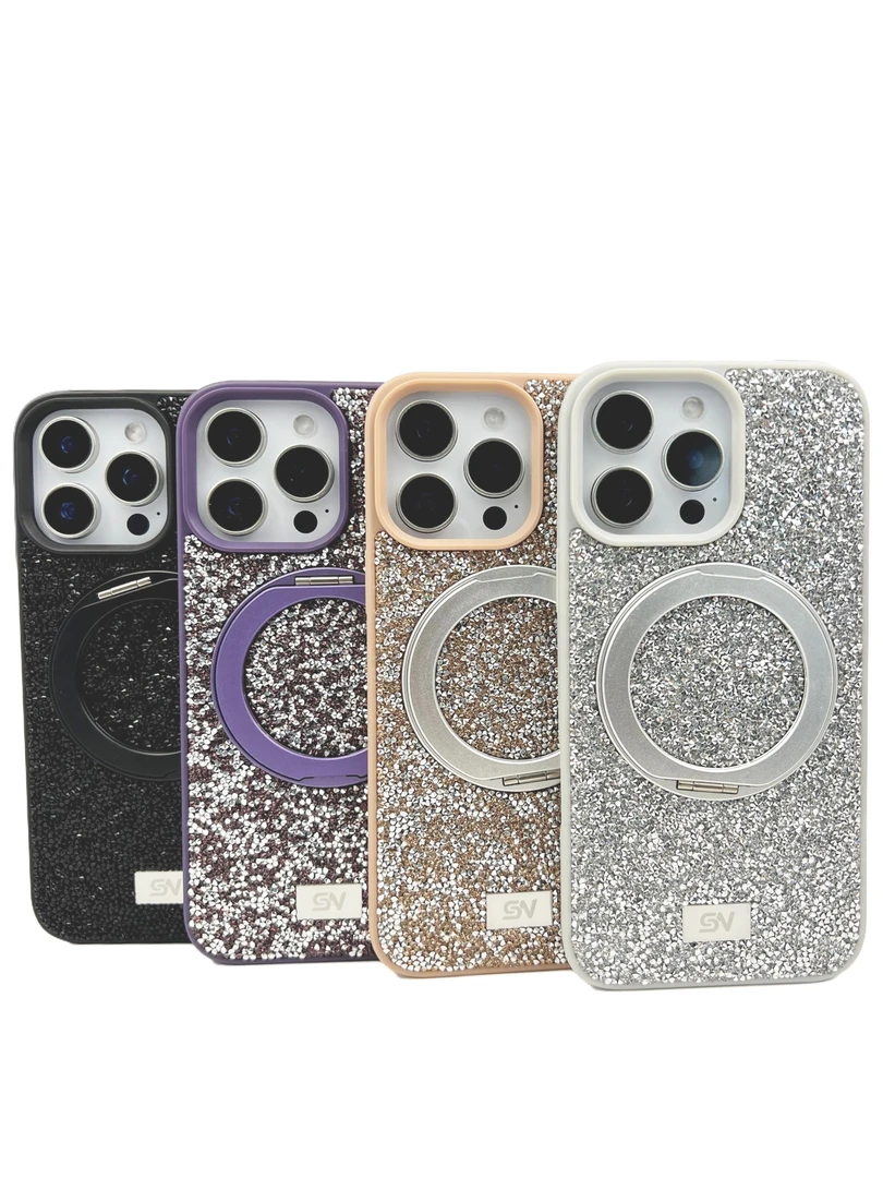 iPhone系列满钻创意磁吸支架手机壳奢华时尚全包