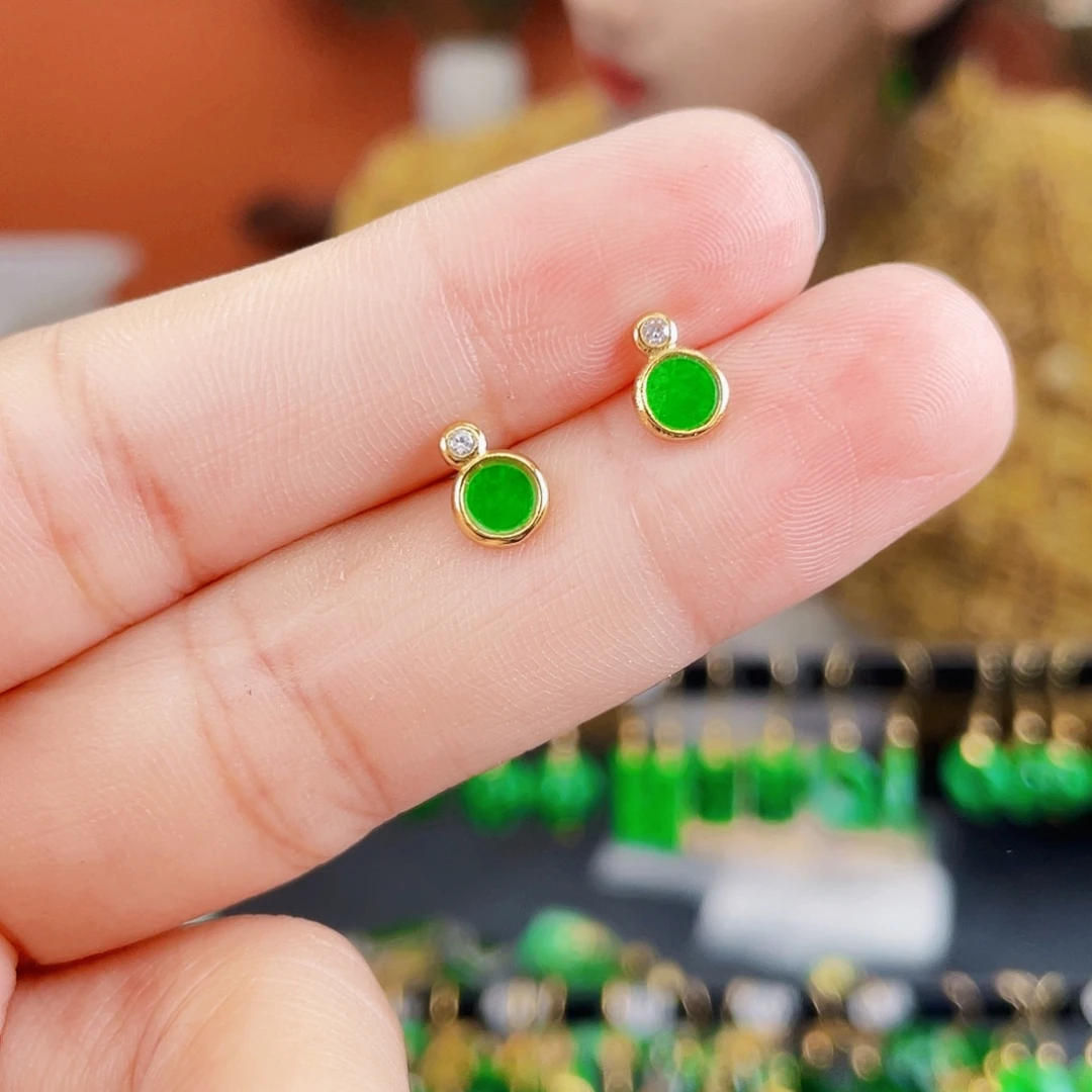 翡翠银S925镶嵌耳饰