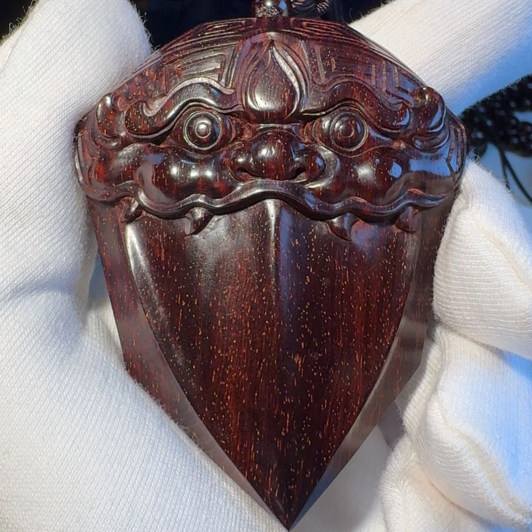 小叶紫檀手串/手链日本三味线琴天神纯手工雕刻盾牌高油密金星