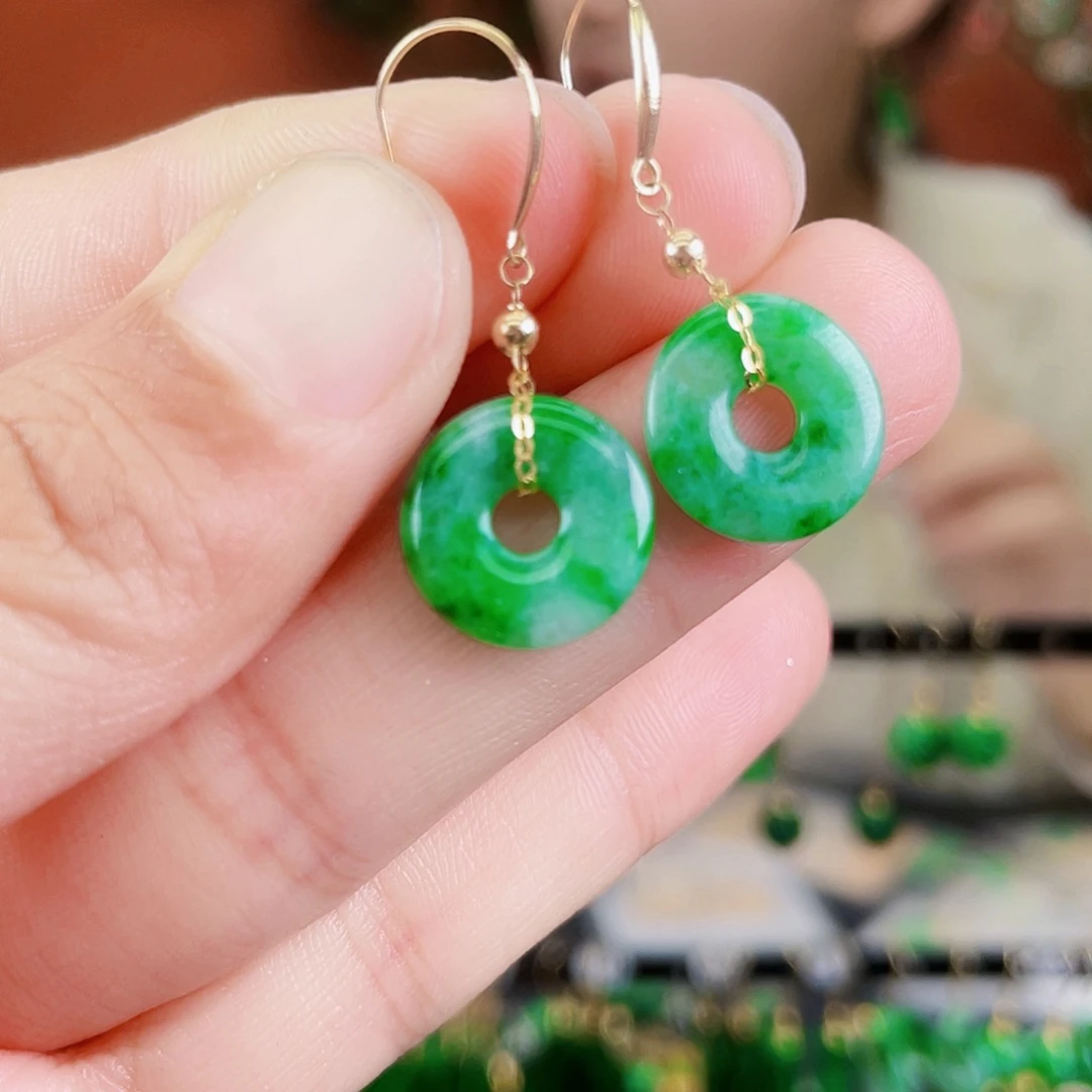 翡翠18K金镶嵌耳饰