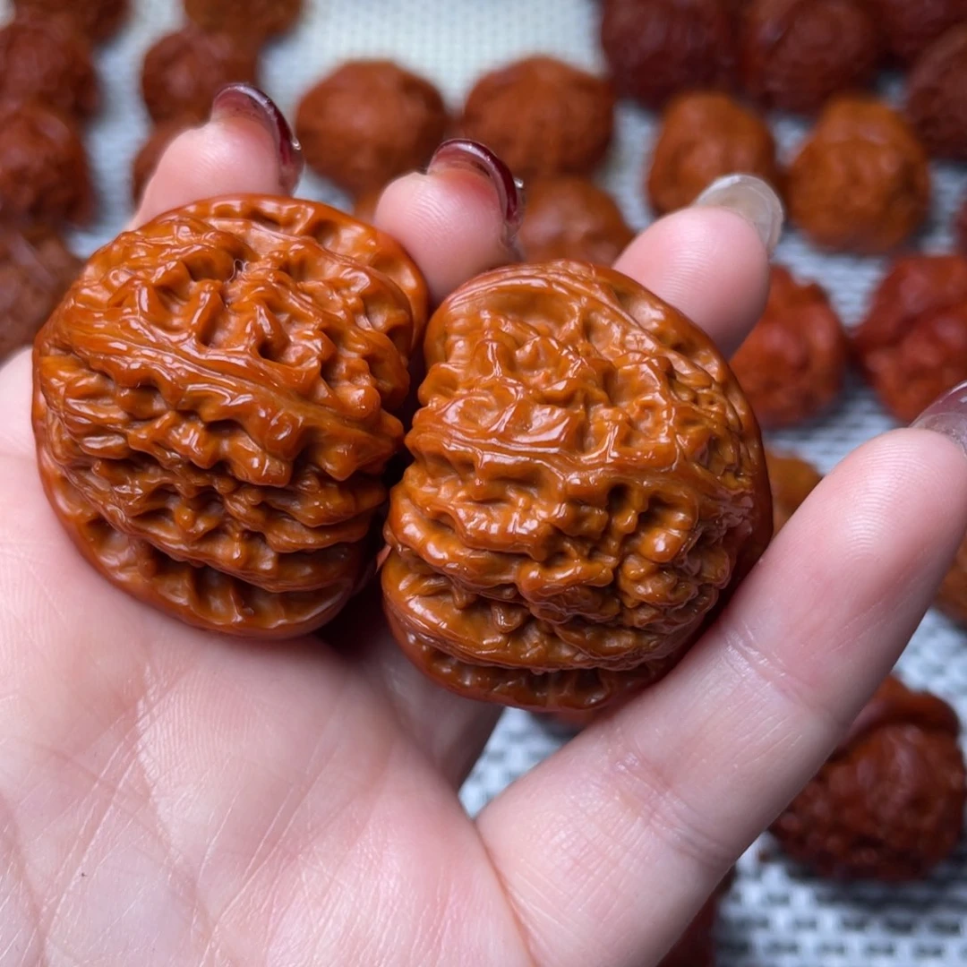 桃核吊坠文玩核桃 手把件 白狮子 39