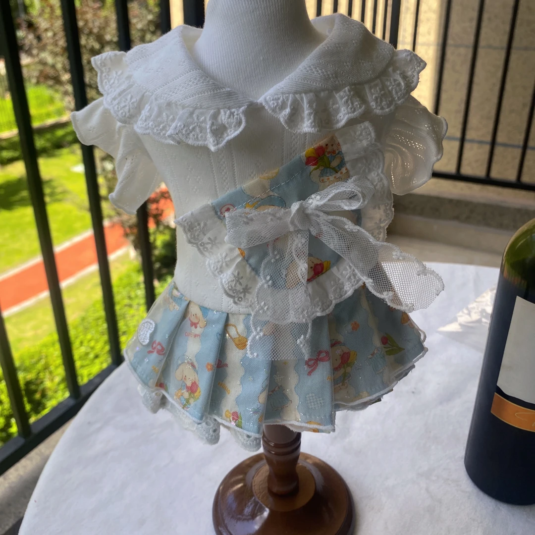 夏季薄款飞袖小熊连衣裙宠物衣服适合马尔济斯泰迪等小型犬