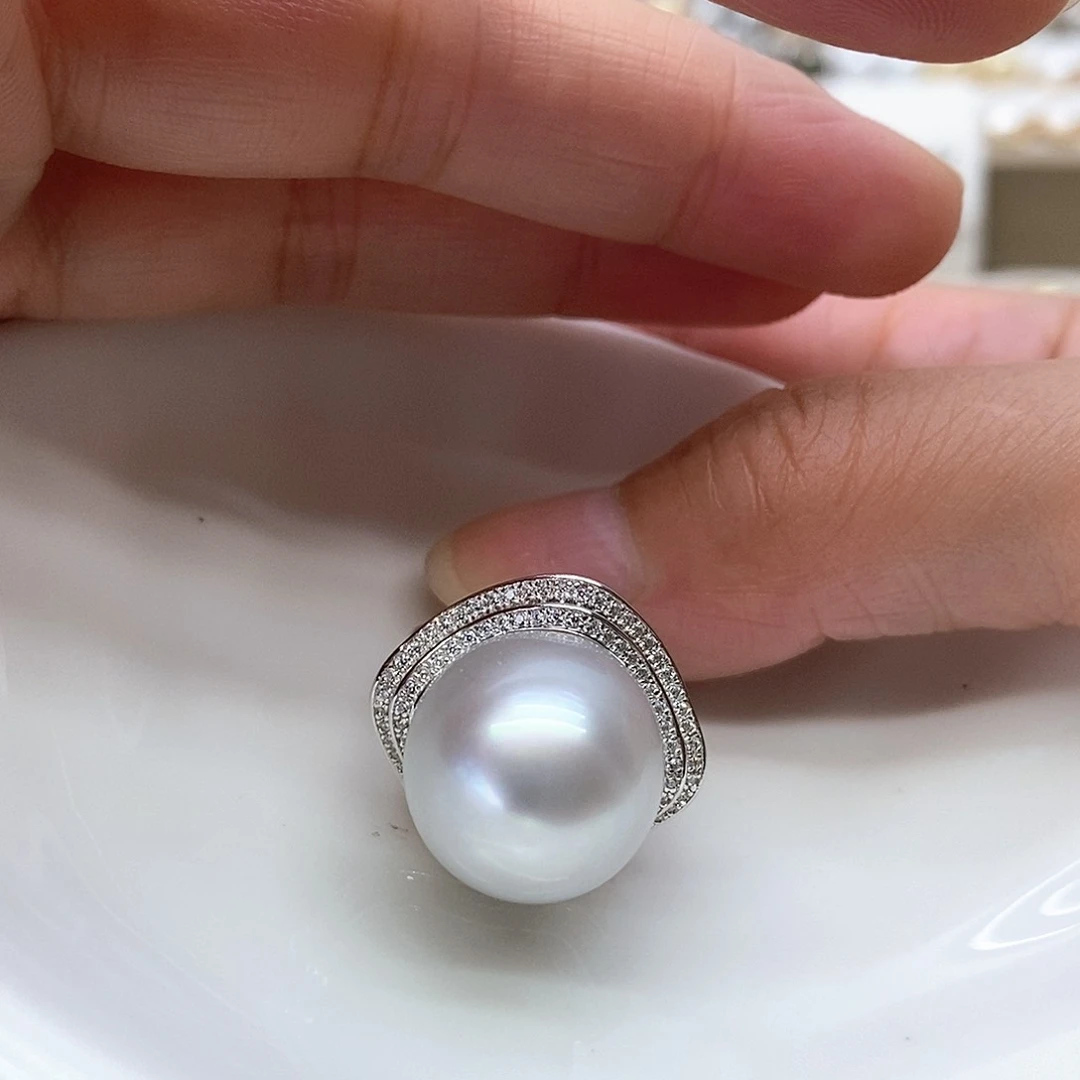海水珍珠戒指银S925镶嵌
