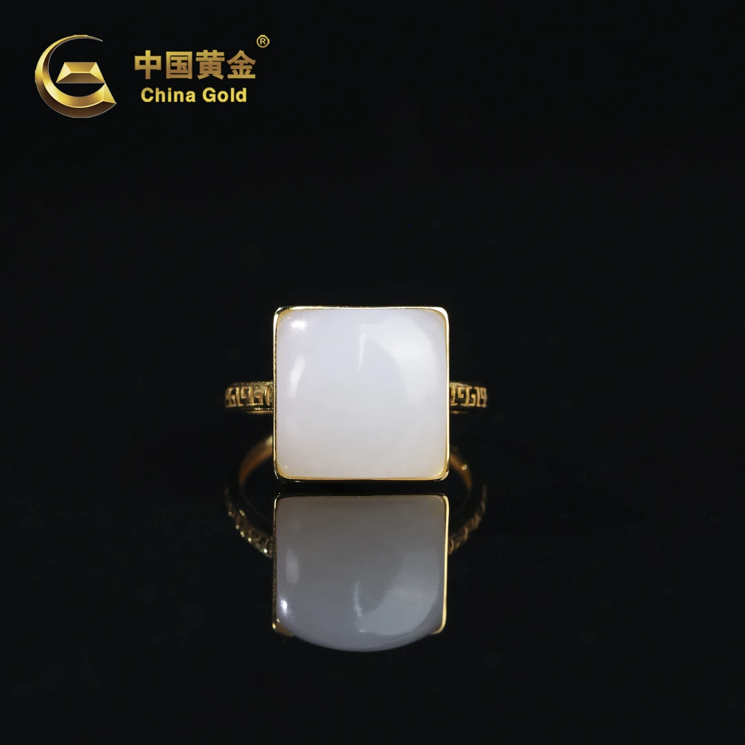 【中国黄金】诗柔 | 和田玉*戒指*18K金镶嵌-J1728-Y