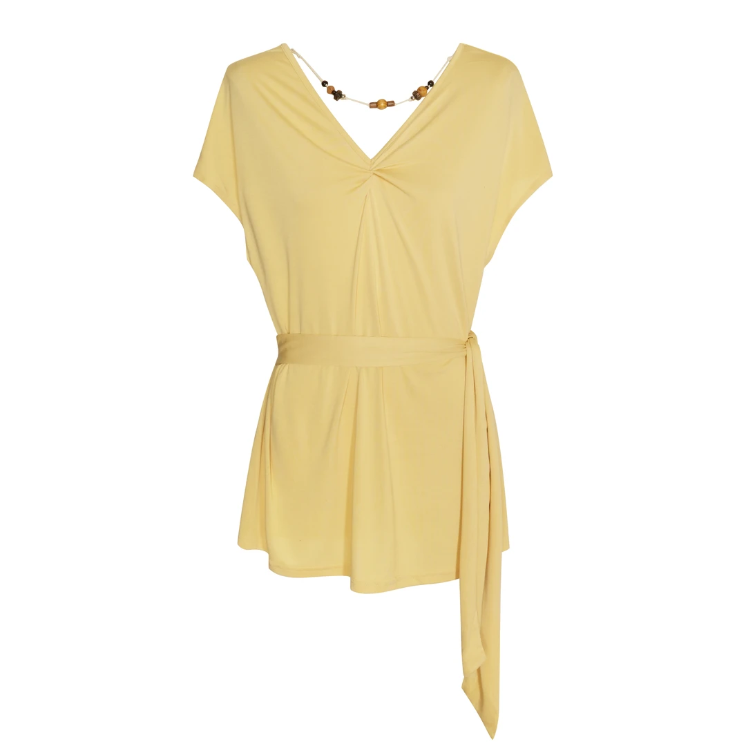 【65285】2025新款70%再生纤维素纤维夏季修身型无袖百搭系带上衣