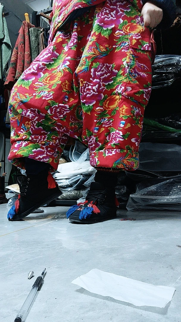 无吊牌水洗过东北花吊档棉裤