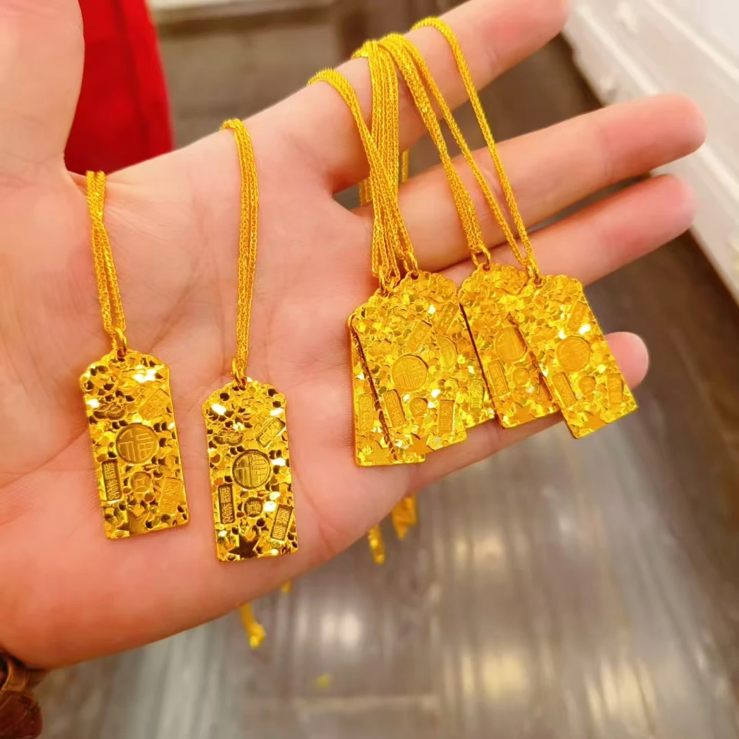 铜合金项链 碎冰冰如意牌套链时尚百搭