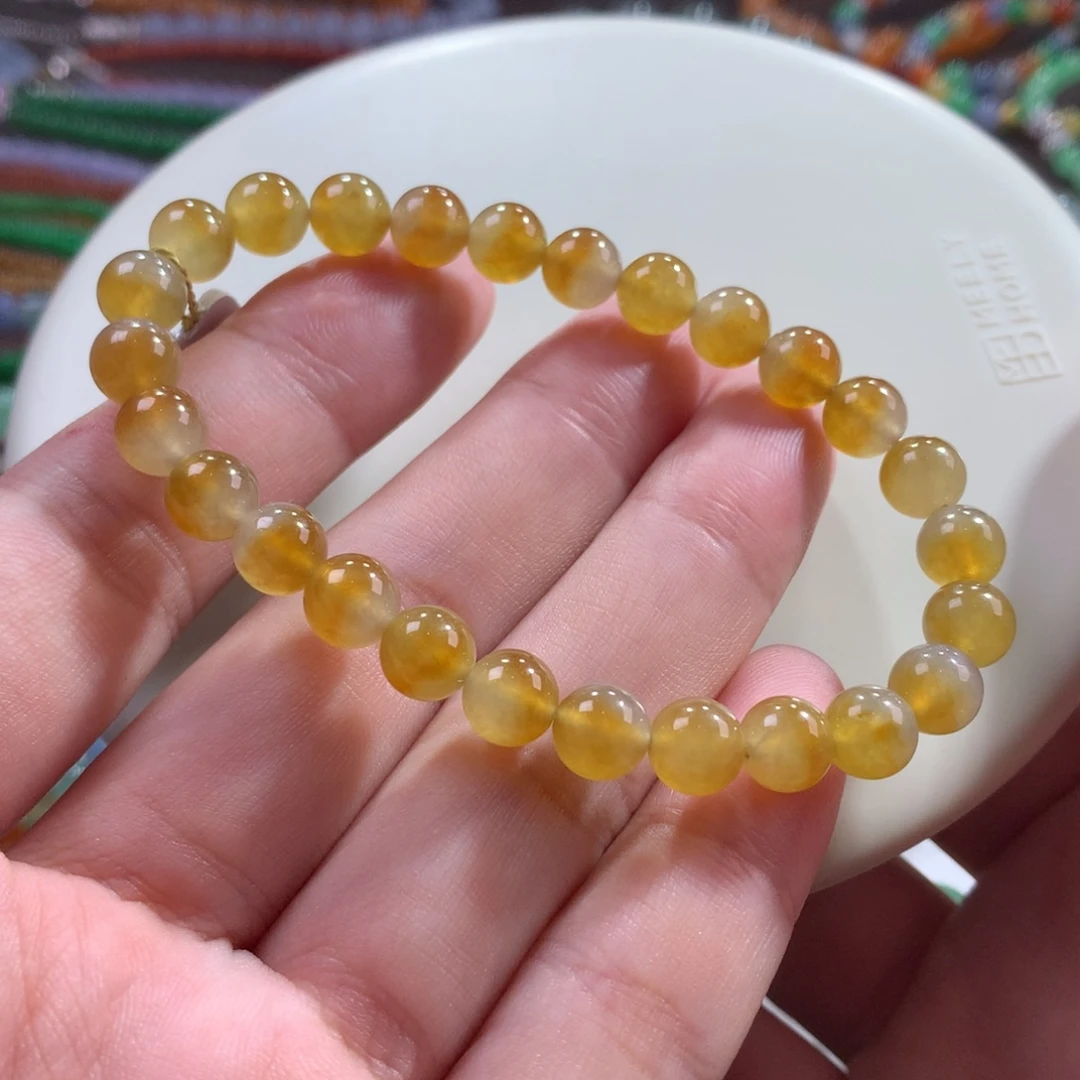 翡翠未镶嵌手链翡翠冰底芬达色卡7+