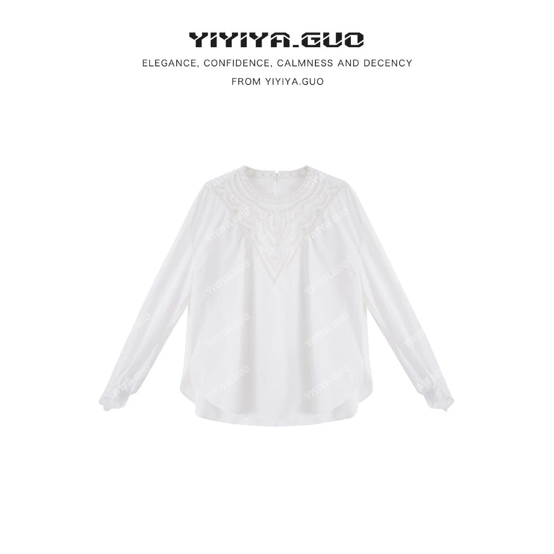 yiyiya.Guo艺艺吖【丁香】休闲时尚百搭镂空圆领长袖上衣25SS0272