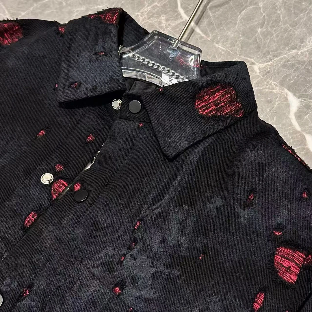 秋冬时尚百搭休闲潮流新款破洞设计男款棉服棉衣