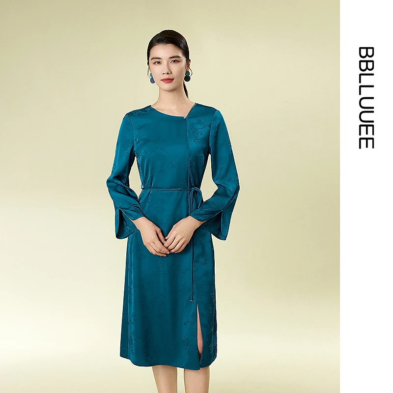 【晨粉专享价】【国风水袖连衣裙 】粉蓝衣橱25春新款宽松缎