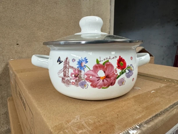14厘米搪瓷加厚奶锅一个（花色随机）