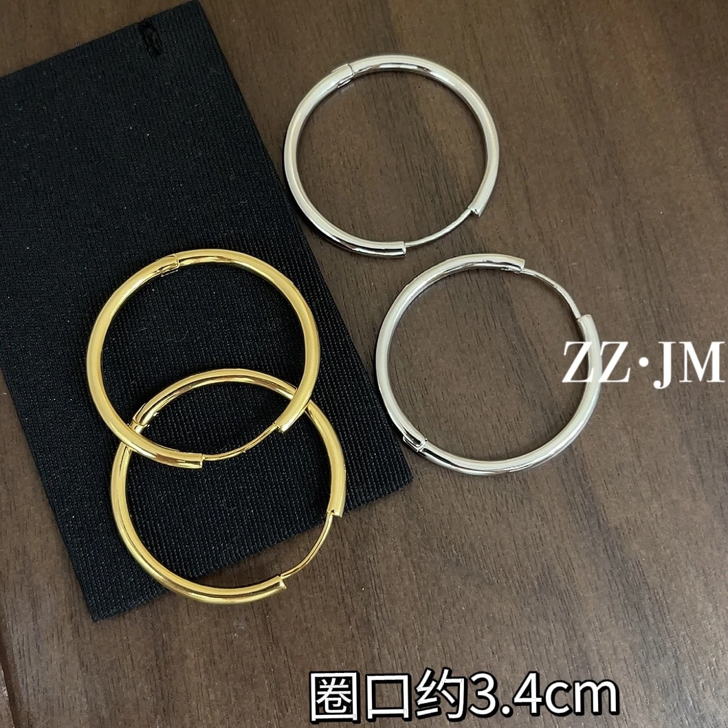 铜合金耳饰 （3.4里面素圈）耳环时尚简约经典百搭