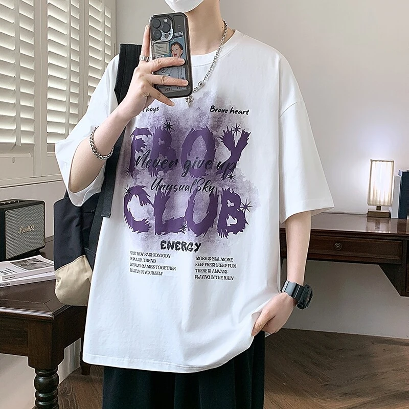 2025新款休闲时尚运动宽松韩版个性简单潮牌短袖