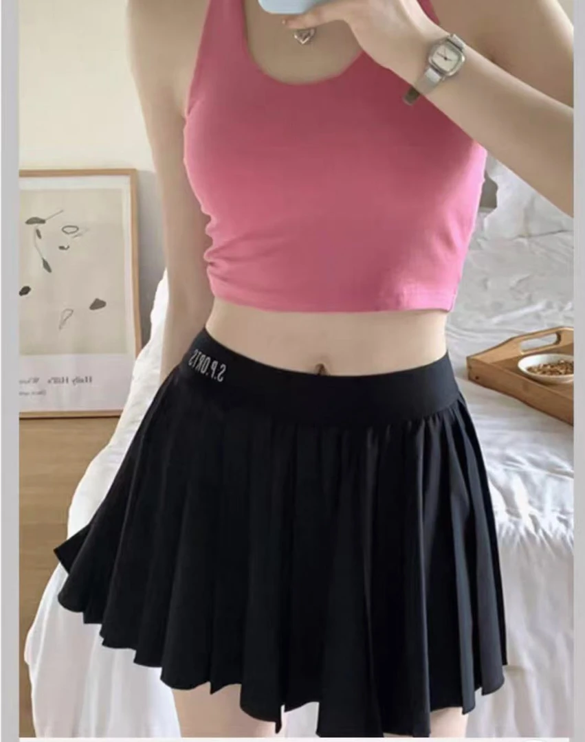 2870夏季新款高腰显瘦韩系小众时尚百搭气质百褶休闲短裤半身裙