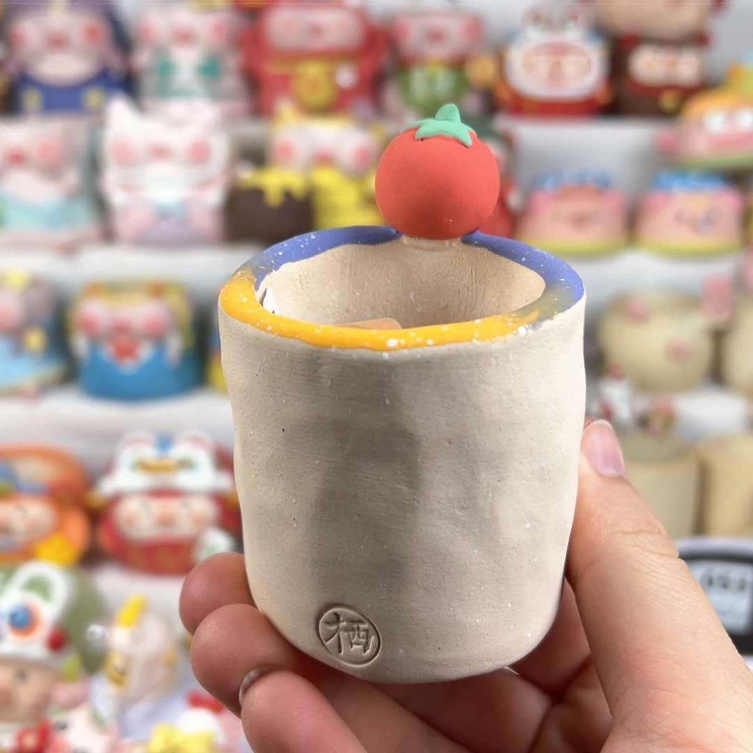 陶瓷004木栖柿子圆柱盆特价满48元包邮