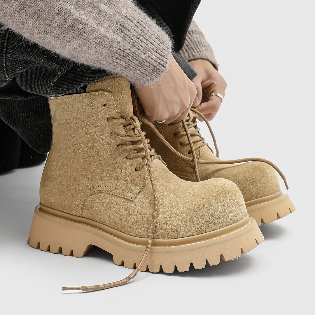 高帮马丁靴男复古爆款系带设计感德比鞋新款时尚百搭潮流冬季短靴