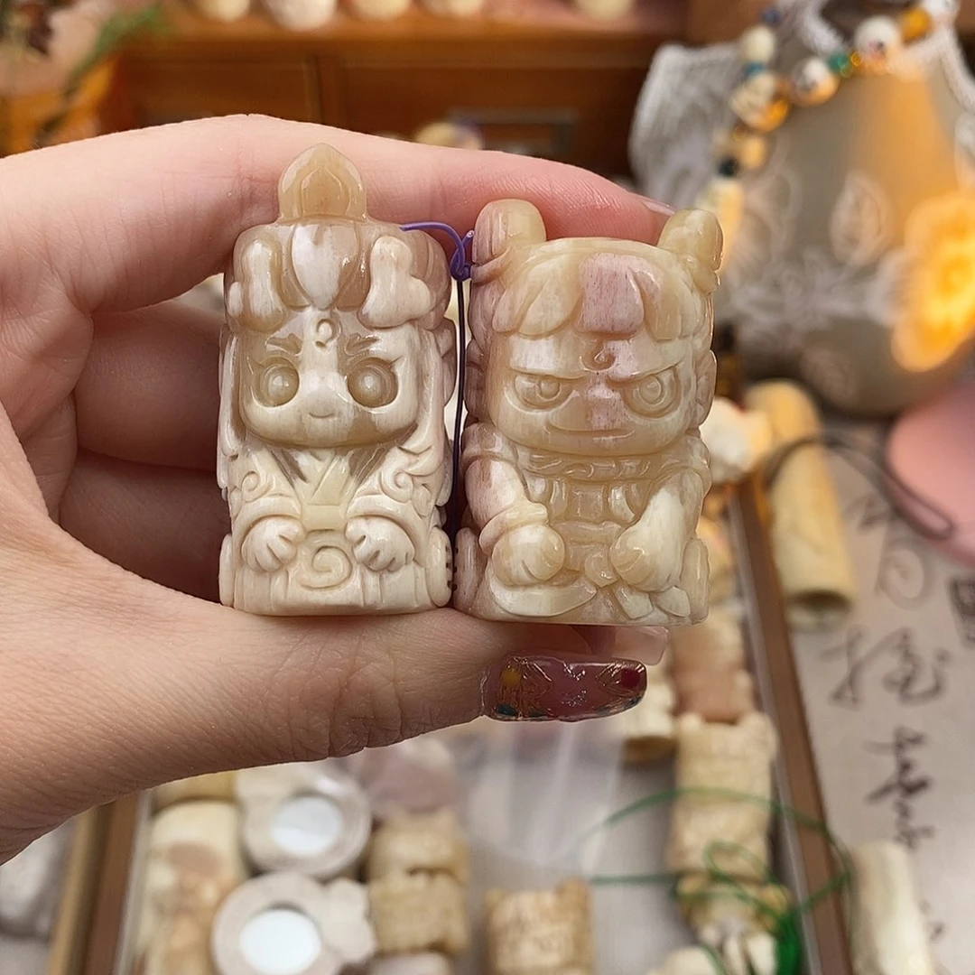 鹿骨把件M34马骨哪吒➕敖丙一对