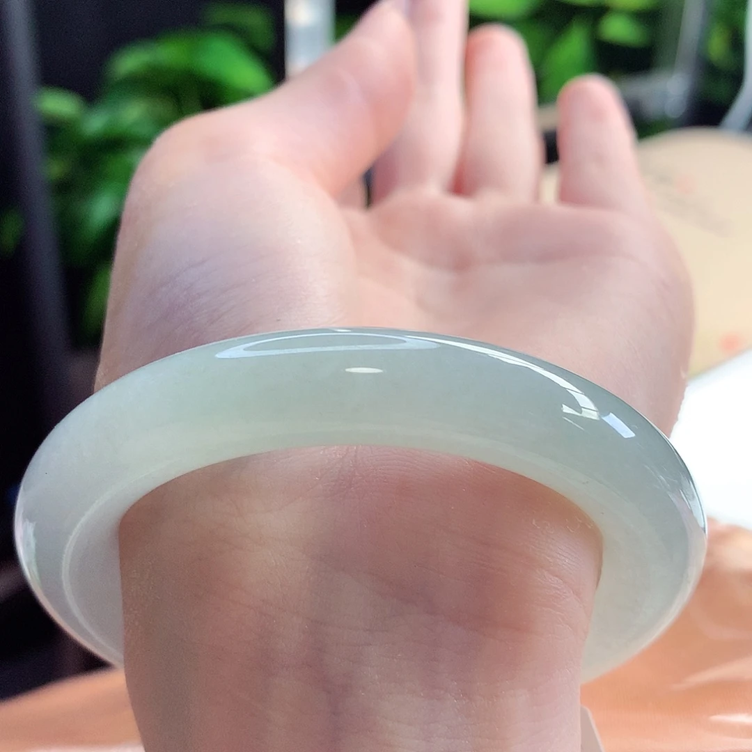 未镶嵌手镯翡翠天然A货翡翠54-55冰糖雪梨 水灵灵20号