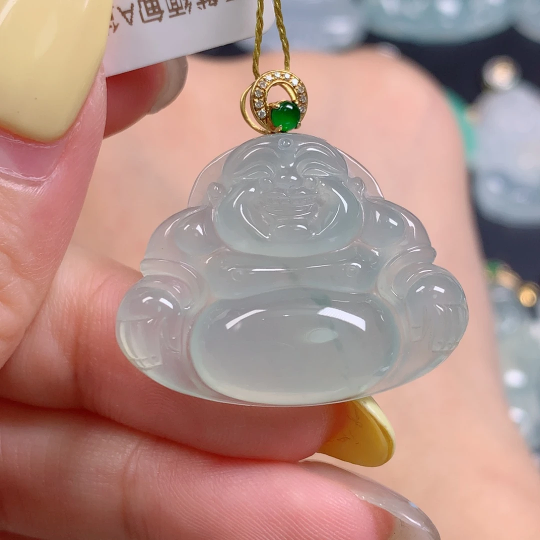 颈饰18K金镶嵌翡翠佛公