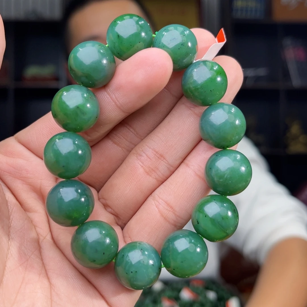 和田玉未镶嵌手串天然和田玉俄罗斯五号矿碧玉料卡16