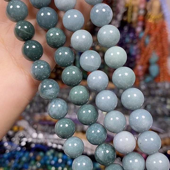 玛瑙/玉髓未镶嵌珠宝半成品天然蓝翡翡卡10mm