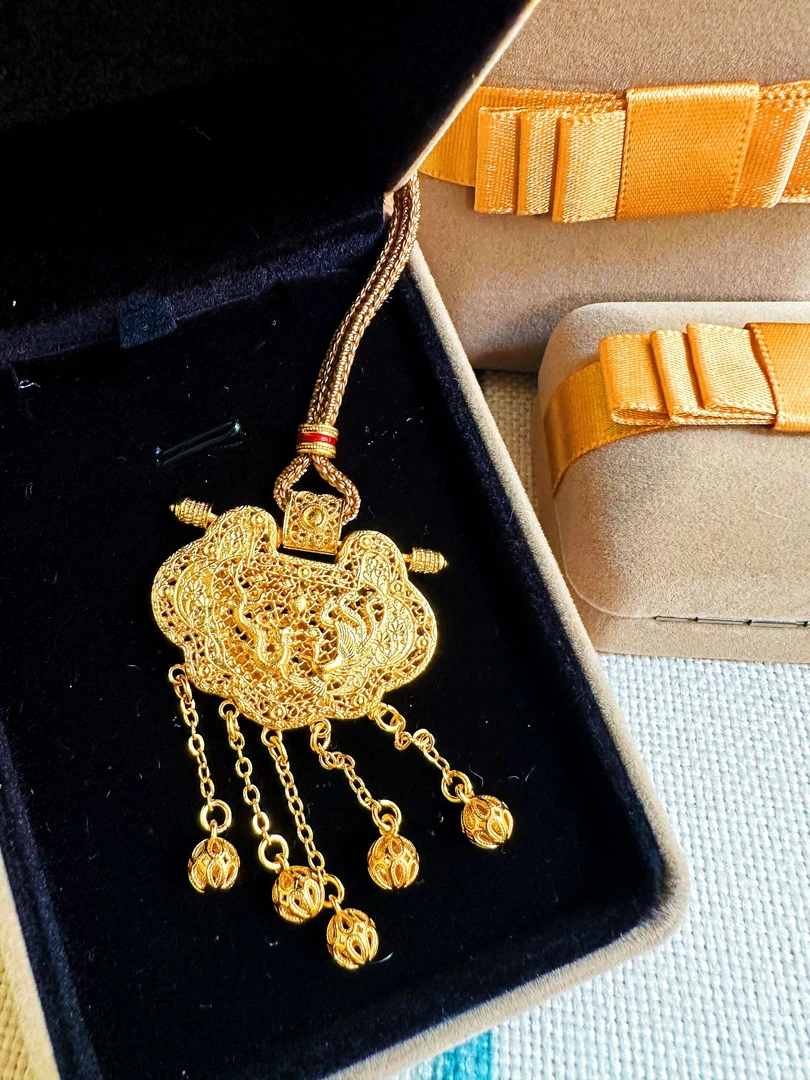 铜合金棉绳项链 C82058铜合金中式天子门生项链古法复古时尚传承